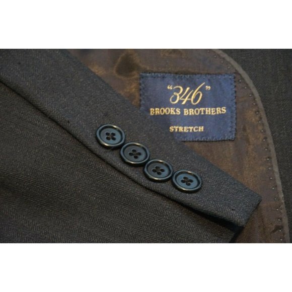 Brooks Brothers Gray Herringbone Wool Blend Suit
